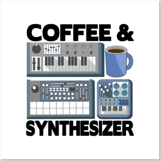 Analog Modular Synthesizer and Coffee Synth Vintage Retro Posters and Art